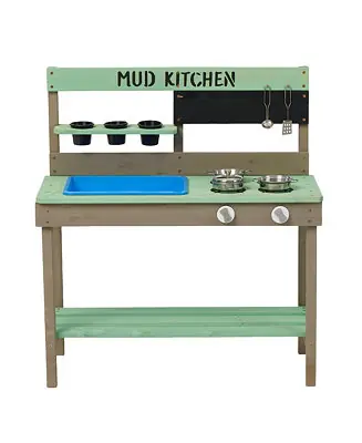 One Day Deal Wood Mud Kitchen with Water Play Set & Cooking Toys for Outdoor, Gift for 38