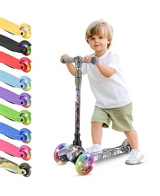 Lightweight and Adjustable Mini KickboardScooter with LED Light Wheel for Kids (Real Tree) Grab Now