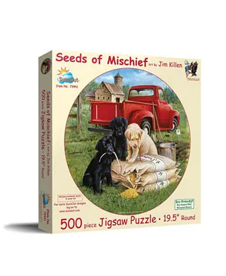 Seeds of Mischief 500 piece Jigsaw Puzzle for Adults Round Worldwide Shipping
