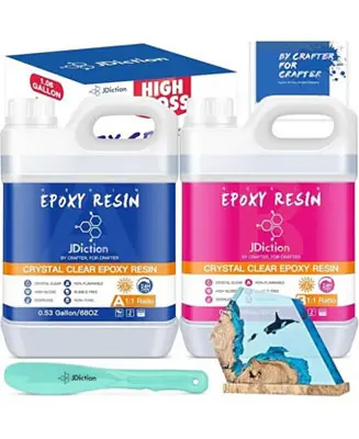 Wholesale 1.06 Gallon Epoxy Resin - Crystal Clear High Gloss Resin Kit, Easy 1:1 Mix, Art Resin for Craft, Wood Tabletop, Jewelry Making, Coating and Casting Resin with Silicone Stick
