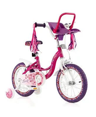 Budget 14'' Kids Bike with Doll Seat Girls Bicycle with Training Wheels for 3-5 Years Old Girl