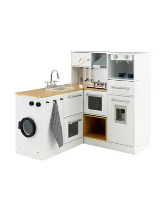 High Quality 2-Pieces Wooden Kids Kitchen Playset with Light and Sound