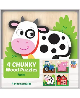 Mega Sale Farm Chunky Wood Puzzles - Kids 4 Pack