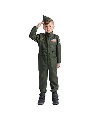 Kids Fighter Pilot Jumpsuit & Hat Costume Set New Release