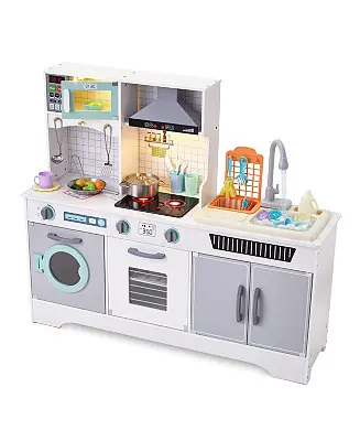 Instant Buy Kids Kitchen Set, Wooden Pretend Play Kitchen with Accessories