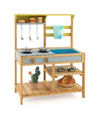 Worldwide Shipping Outdoor Kids Mud Kitchen with Faucet and Water Box