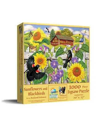 Next Day Delivery Sunflowers and Blackbirds 1000 piece Jigsaw Puzzle for Adults
