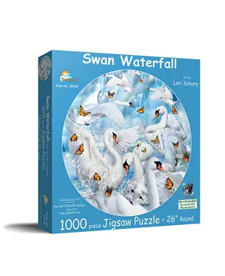 Swan Waterfall 1000 piece Jigsaw Puzzle for Adults Round Worldwide Shipping