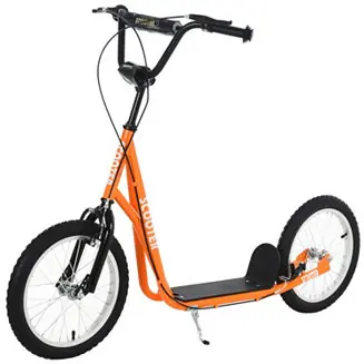 Free Delivery Youth Scooter Kick Scooter for Kids 5+ with Adjustable Handlebar 16" Front and Rear Dual Brakes Inflatable Wheels, Orange