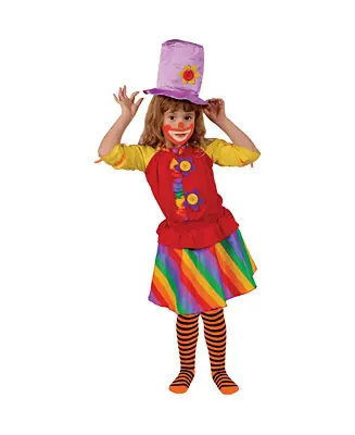 Buy Direct Clown Dress & Hat Costume Set - Kids Girls