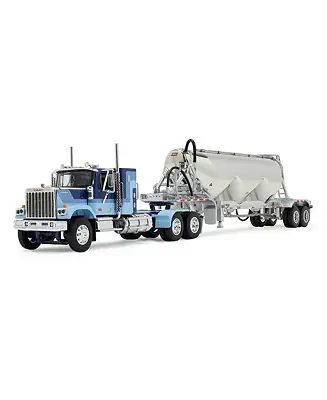 Trusted Brand DCP 1/64 Blue GMC General with 34in Flattop Sleeper & Heil Pneumatic Tank Trailer 60-1924