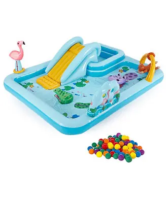 Grab Now Inflatable Jungle Adventure Play Center & Plastic Fun Ballz, 100 Pack