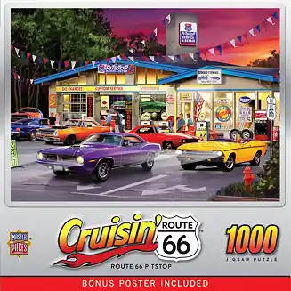 Cruisin' Route 66 - Pitstop 1000 Piece Jigsaw Puzzle Free Shipping