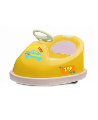 6 Volt Bumperz Kids Electric Battery Powered Ride On Bumper Car Vehicle with Power Indicator, Anti Collision Bar, and Music, Yellow Limited Time
