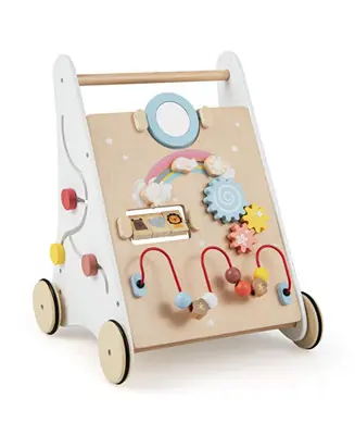 Limited Time Wooden Baby Walker with Multiple Activities Center for Over 1 Year Old