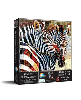 Final Sale Stained Glass Zebras 1000 piece Jigsaw Puzzle for Adults