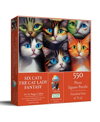 Six Cats the Cat Lady Fantasy 550 piece Jigsaw Puzzle for Adults Direct From Factory