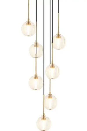 Buy Direct Jemyca 7 Light 19.75 inch Aged Gold Brass Pendant Ceiling Light in Aged Gold Brass and Clear