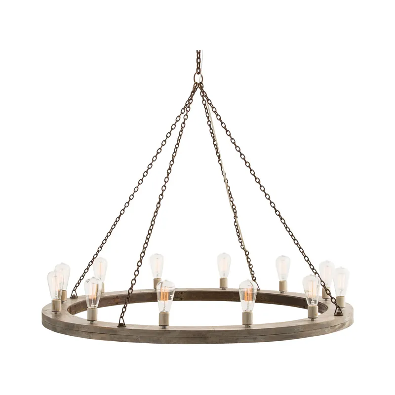 Buy Online Geoffrey 12 Light 48 inch Gray Wood/Rusted Iron Chandelier Ceiling Light