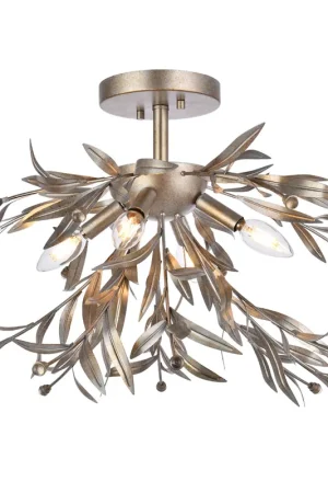 Buy Direct Priscilla 4 Light 23 inch Silver Leaf Flush Mount Ceiling Light