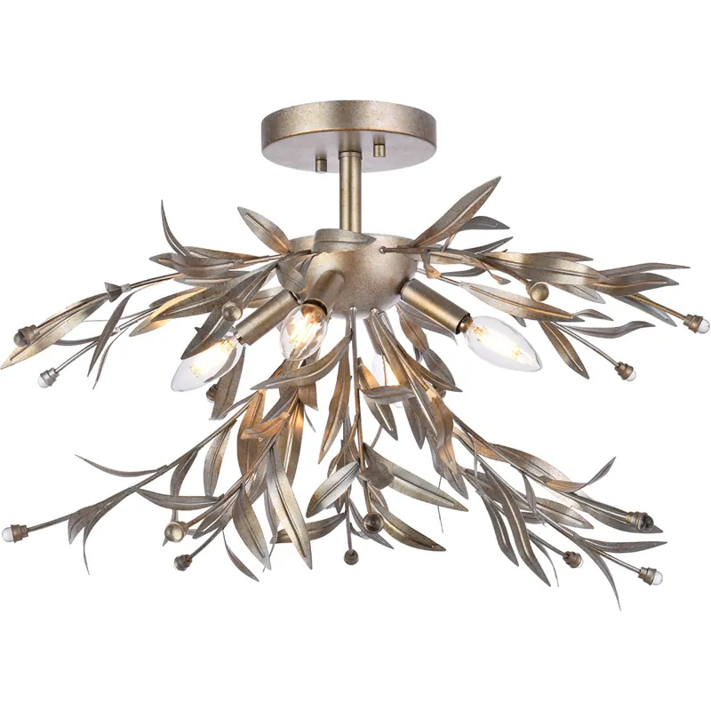 Buy Direct Priscilla 4 Light 23 inch Silver Leaf Flush Mount Ceiling Light