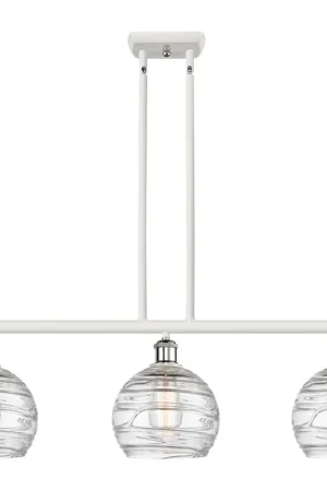 Budget Ballston Deco Swirl LED 36 inch White and Polished Chrome Island Light Ceiling Light, Ballston