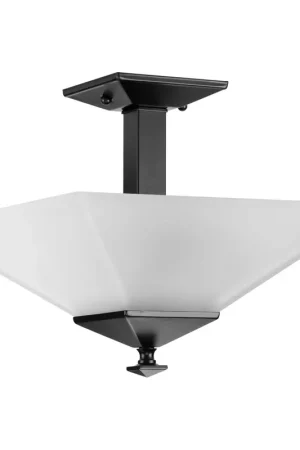 Handmade Clifton Heights 2 Light 13 inch Matte Black Semi-Flush Mount Ceiling Light