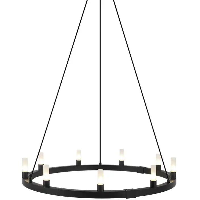 Cascadian 9 Light 30 inch Matte Black Chandelier Ceiling Light Buy Direct