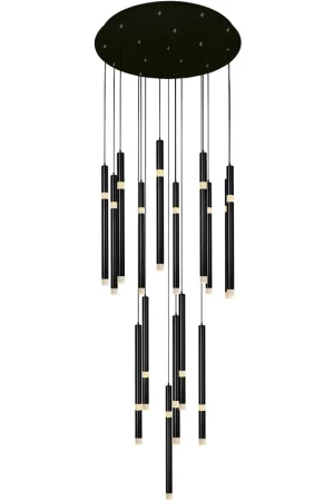Certified Flute LED 24 inch Black Chandelier Ceiling Light