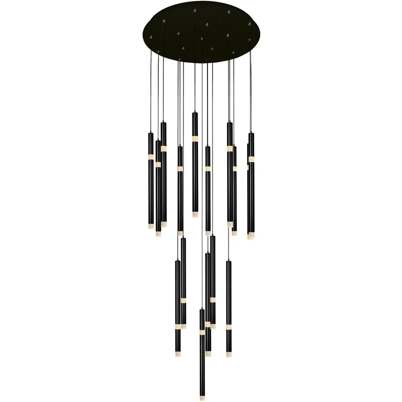 Certified Flute LED 24 inch Black Chandelier Ceiling Light