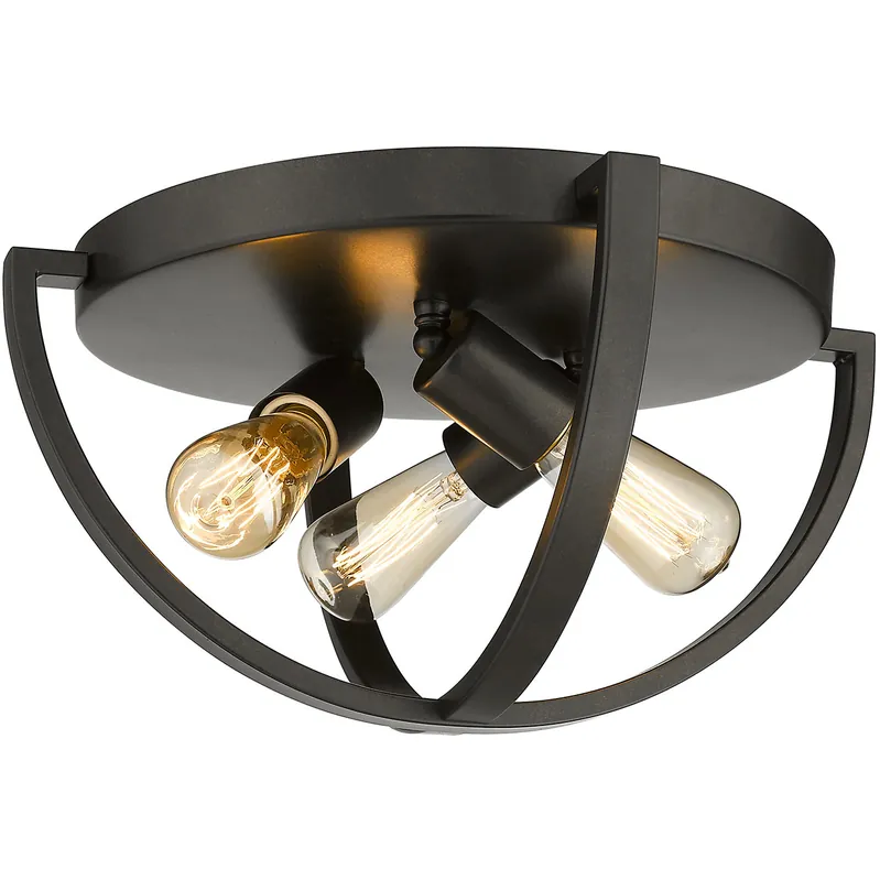 Colson 3 Light 14.25 inch Etruscan Bronze Flush Mount Ceiling Light in No Shade, Damp Buy Direct