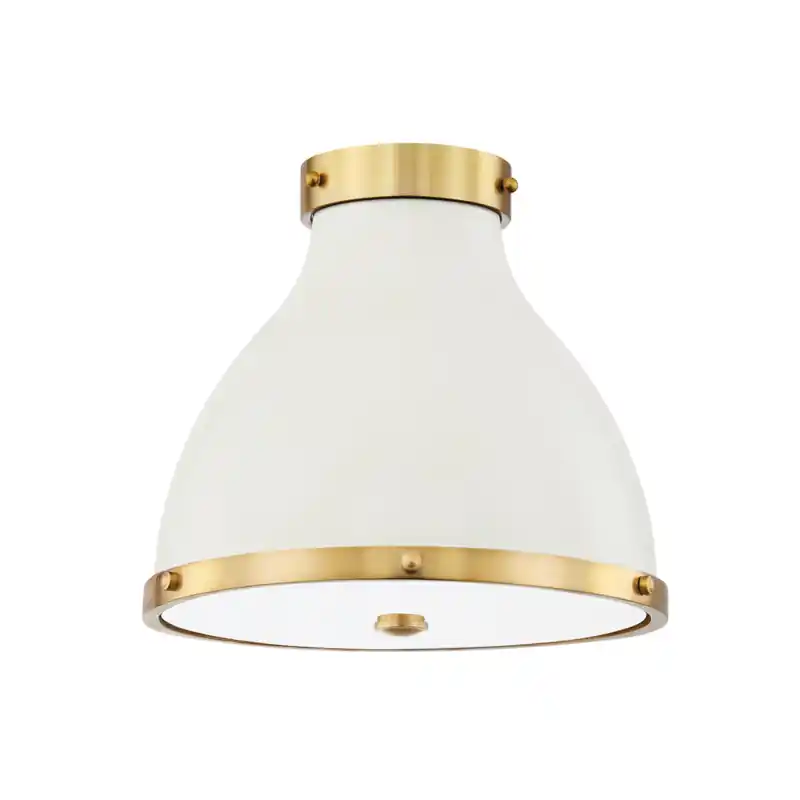 Trending Painted No. 3 2 Light 12.5 inch Aged Brass/Off White Flush Mount Ceiling Light