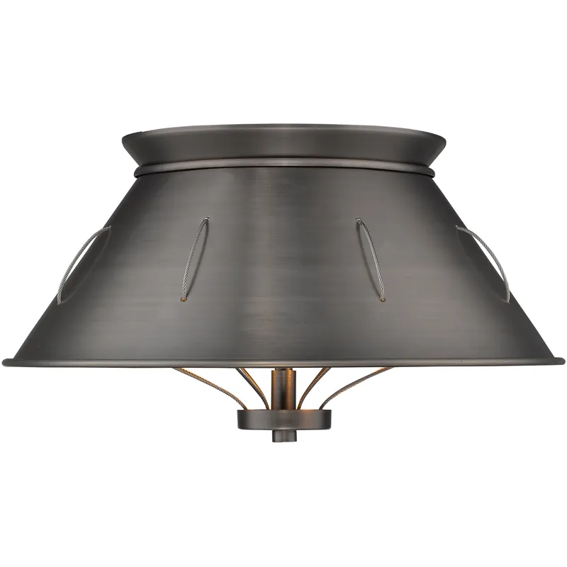 Whitaker 2 Light 14 inch Aged Steel Flush Mount Ceiling Light, Damp Hot Picks