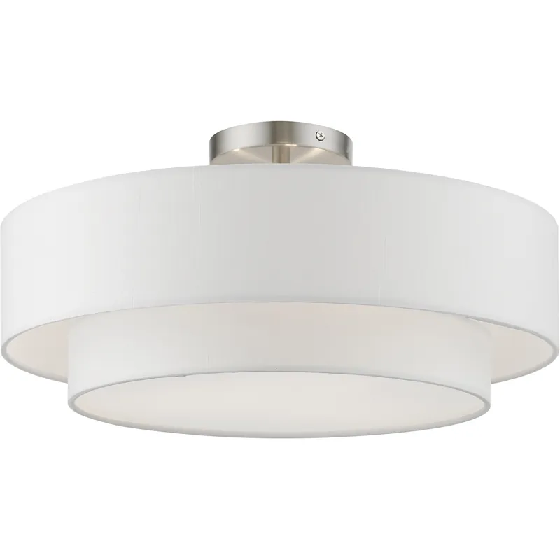 Meridian 3 Light 18 inch Brushed Nickel Semi-Flush Ceiling Light Factory Price