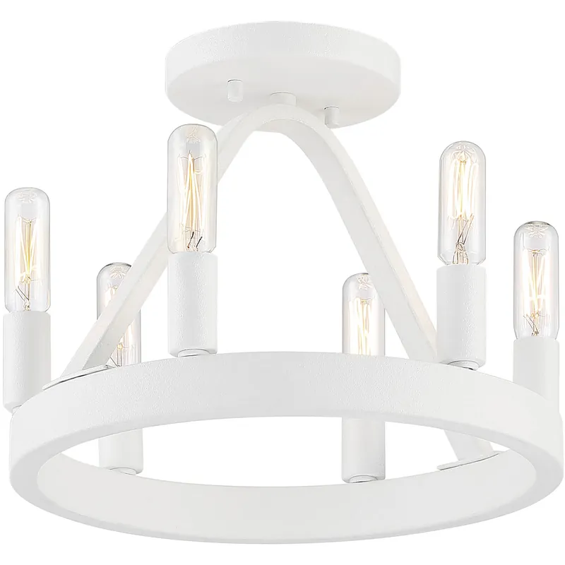 Crafted Carousel 6 Light 12 inch Matte White Semi-Flush Ceiling Light