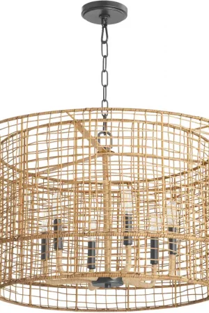 Abaca 6 Light 30 inch Matte Black Pendant Ceiling Light Top Pick