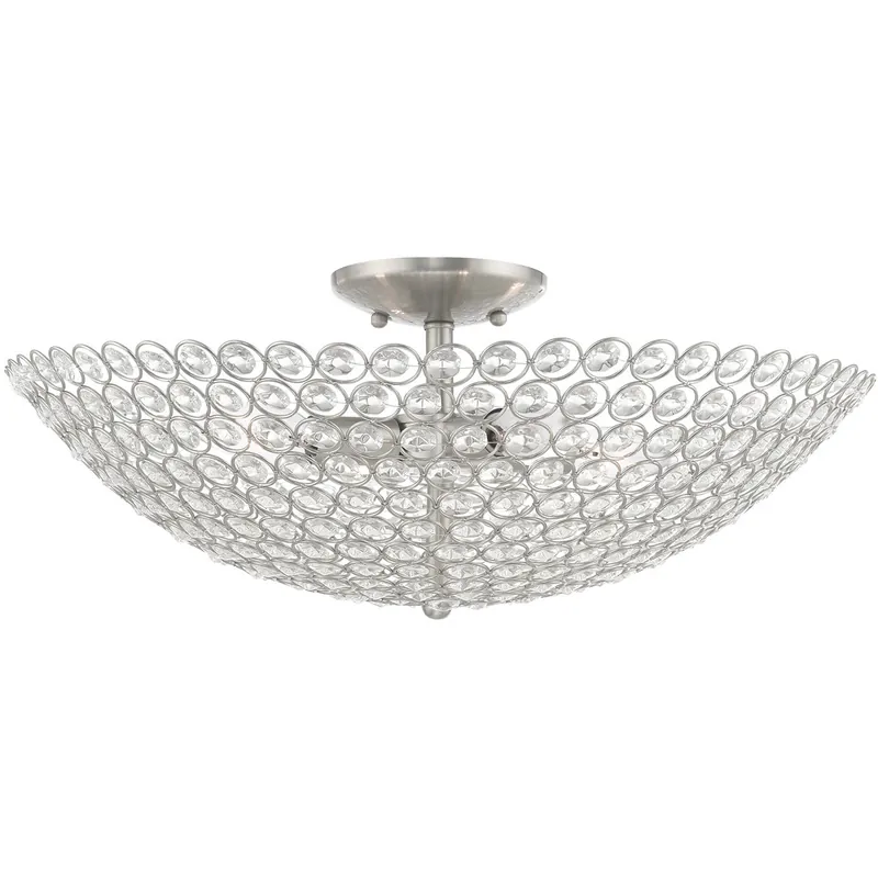 Reduced Price Cassandra 4 Light 20 inch Brushed Nickel Semi-Flush Mount Ceiling Light