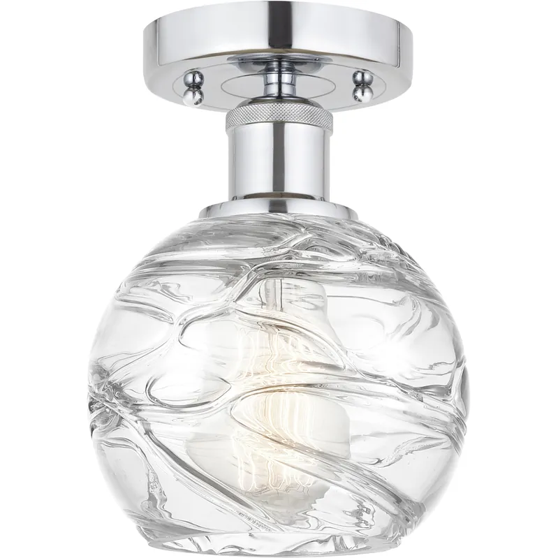 Secure Checkout Edison Athens Deco Swirl 1 Light 6 inch Brushed Satin Nickel Semi-Flush Mount Ceiling Light