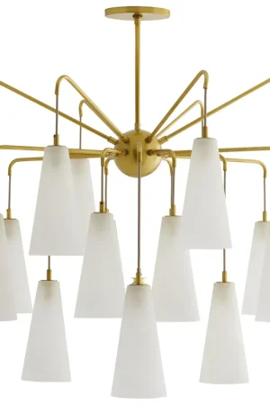 Budget Mika 18 Light 41 inch Opal Swirl and Antique Brass Chandelier Ceiling Light