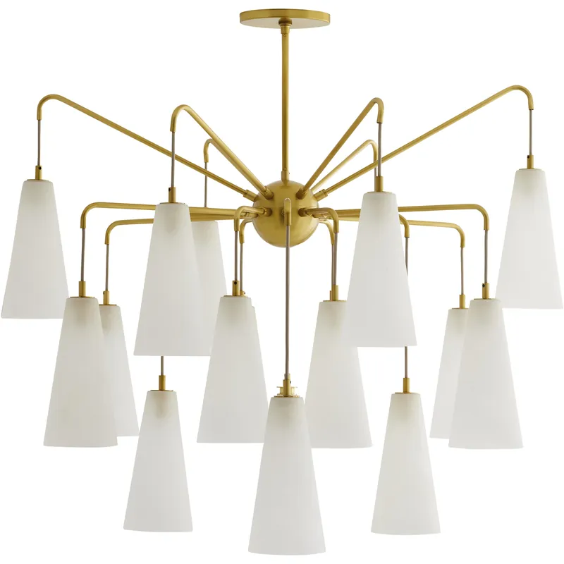 Budget Mika 18 Light 41 inch Opal Swirl and Antique Brass Chandelier Ceiling Light