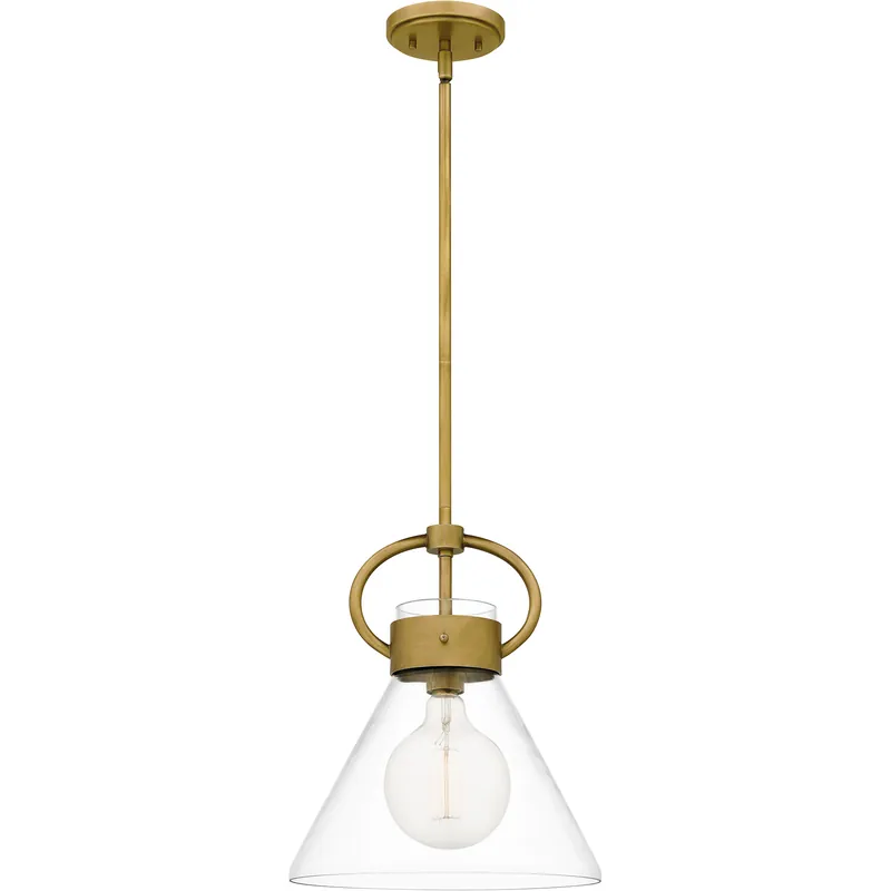 Modern Webster 1 Light 12 inch Weathered Brass Mini Pendant Ceiling Light, Small