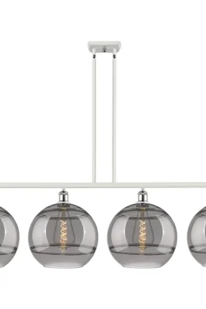 Ballston Rochester 4 Light 50.25 inch White Polished Chrome Stem Hung Island Light Ceiling Light Special Offer