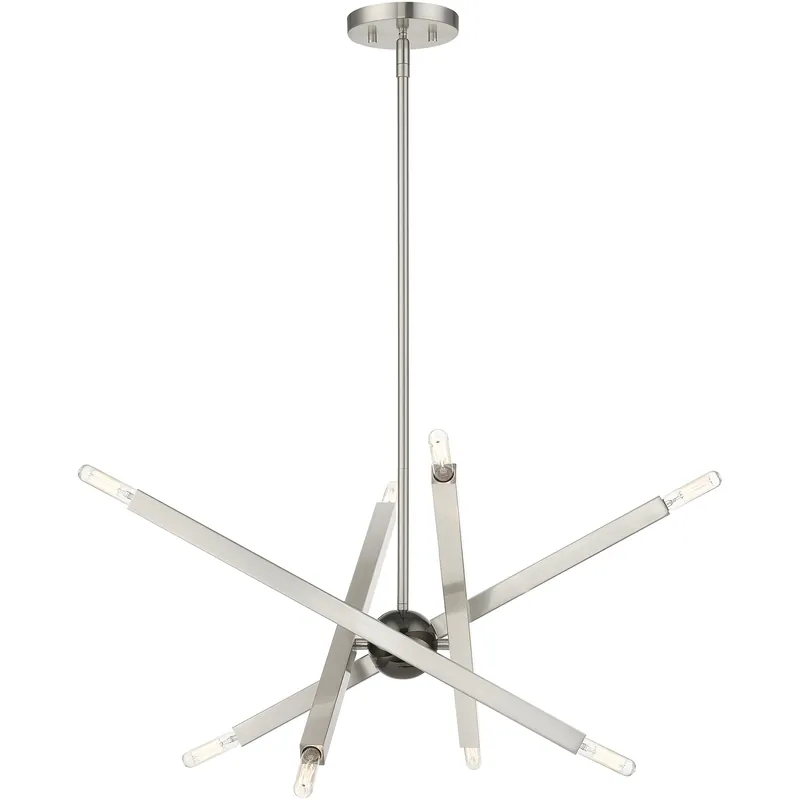 Monaco 8 Light 23 inch Brushed Nickel with Black Chrome Finish Accent Chandelier Ceiling Light Popular