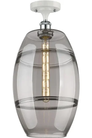 Ballston Vaz 1 Light 10 inch White Polished Chrome Semi-Flush Mount Ceiling Light Modern
