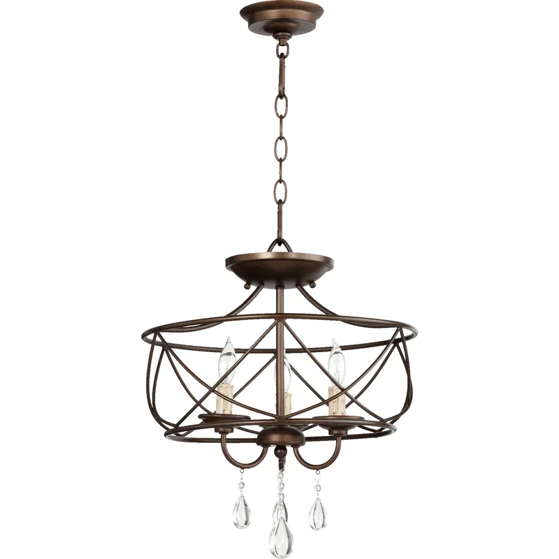 Cilia 3 Light 16 inch Oiled Bronze Dual Mount Ceiling Light Cheap