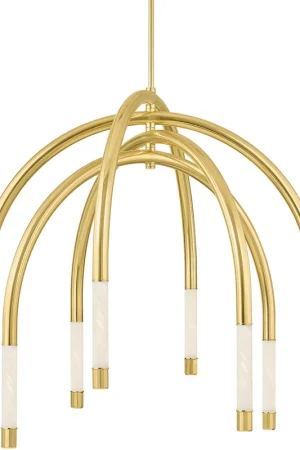 Buy Direct Zeme LED 47.75 inch Vintage Polished Brass Chandelier Ceiling Light
