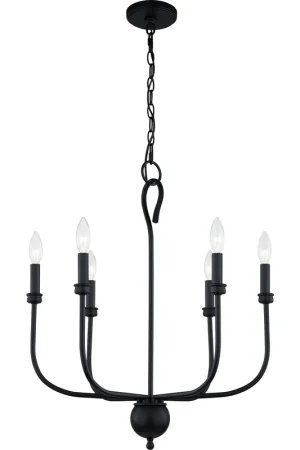 Blanche 6 Light 22 inch Matte Black Chandelier Ceiling Light Grab Now