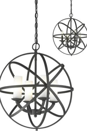 Aranya 4 Light 18.31 inch Bronze Chandelier Ceiling Light in 7.64, Matte Opal Glass Best Choice