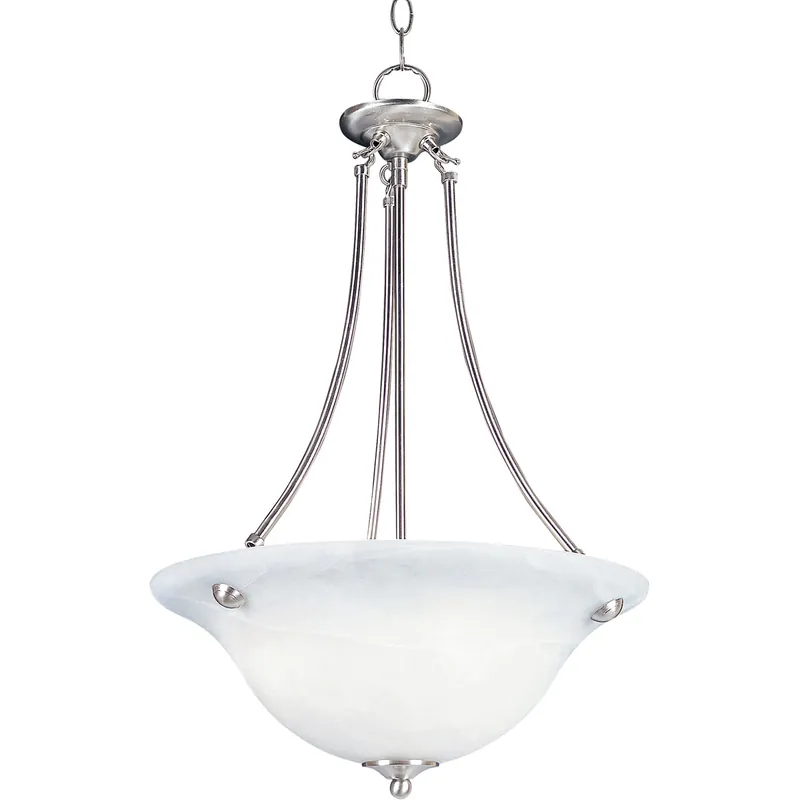 Malaga 3 Light 16 inch Satin Nickel Invert Bowl Pendant Ceiling Light in Marble Get Yours
