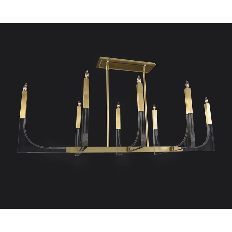 Genesis 8 Light Arcylic with Antique Brass Chandelier Ceiling Light Instant Buy